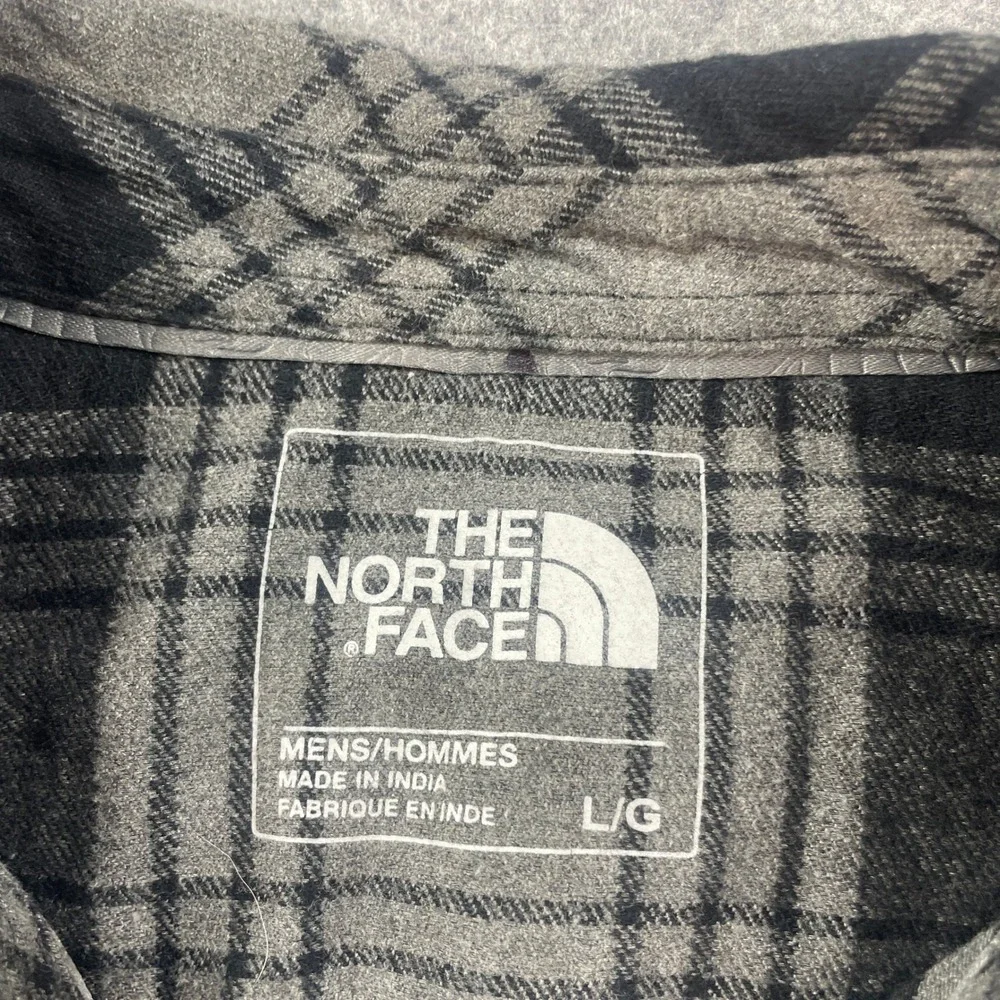 The North Face Mens Flannel Shirt L Gray Plaid Long Sleeve Outdoor Hiking Arroyo